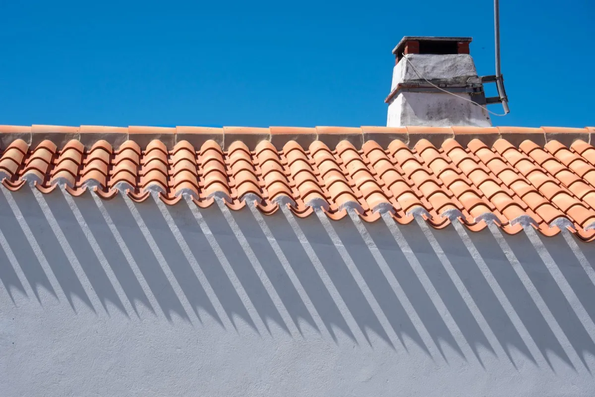 Roof ridge line and chimney on a home in Bismarck, ND